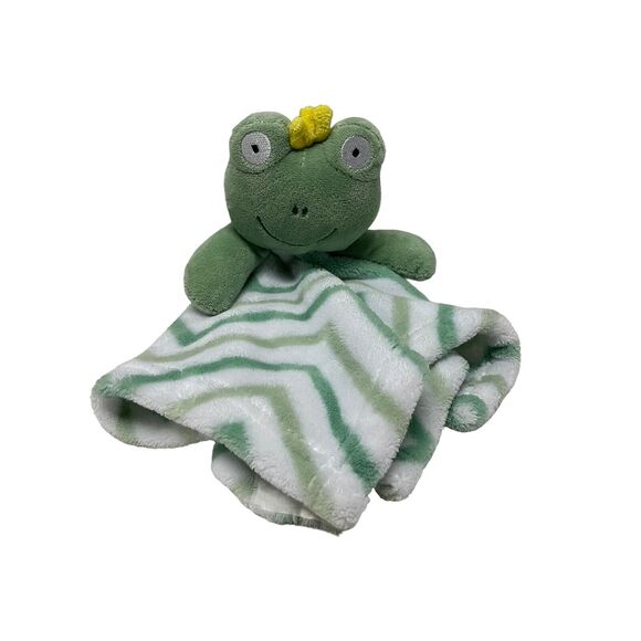 SL Home Fashions Baby Lovey Green Frog Prince Chevron Fleece Lovie - Picture 1 of 6